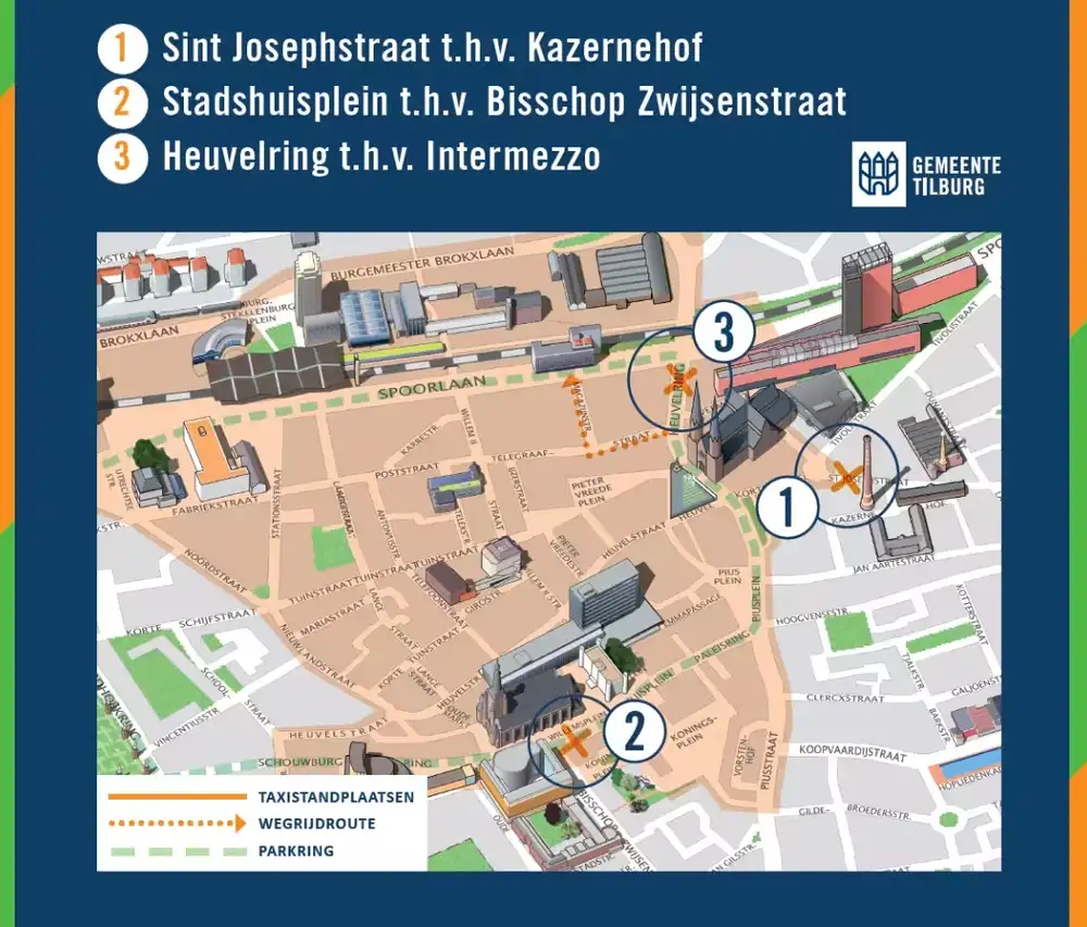 Aangewezen taxistandplaatsen tijdens carnaval in Tilburg