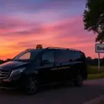 Taxi Baarschot – Luxe Mercedes V-Class bij zonsondergang